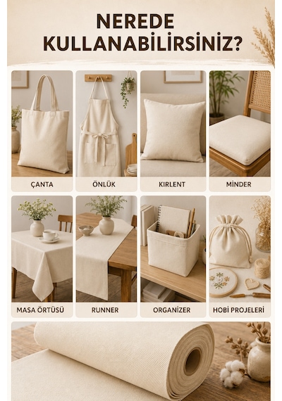 Gabardin Kumaş, Çanta , Tuval, Punch, Nakış, Branda Ve Güneşlik Yapımına Uygun En : 150cm Bej