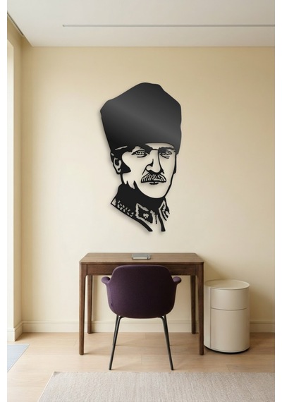 Atatürk Metal Duvar Tablosu - Duvar Sanatı - Duvar Dekoru - Siyah