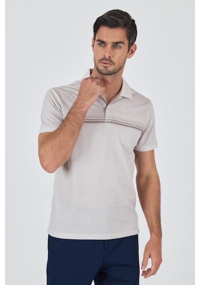 Kısa Kol Baskılı Pike Polo Yaka Cepsiz Slim Fit Tişört 1011250168 Bej