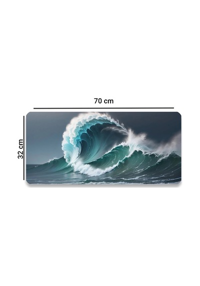 Sonictouch Dalgaların İhtişamı Ay Yıldızlı Kaymaz Gaming Oyuncu Masaüstü Dikişsiz Klavye Mouse Pad 32x70cm