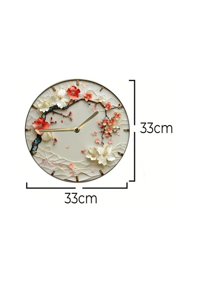 3d Çiçek Dokulu Mdf Duvar Saati - Baharın Zarafeti Evinizde Sdw293 Renkli