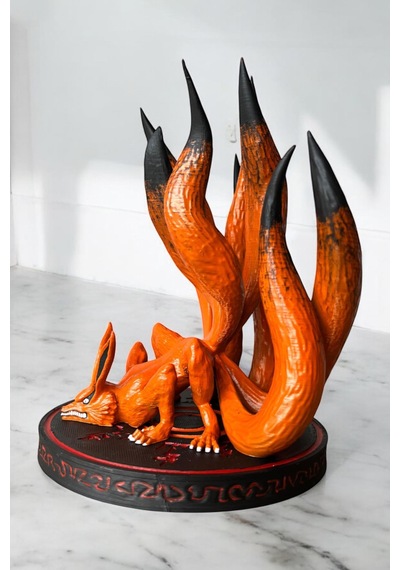 Kurama Kyubi 3d Baskı Koleksiyon Figürü El Boyaması, Naruto Lanetli Mühürlü Anime