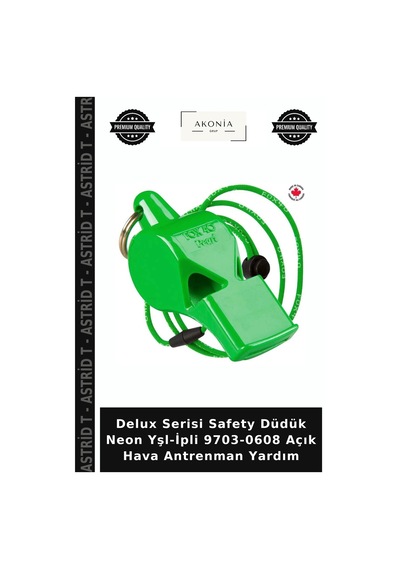 Delux Serisi Safety Düdük Neon Yşl-ipli 9703-0608 Açık Hava Antrenman Yardım