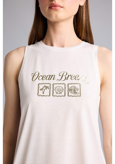 Defacto Relax Fıt Slogan Baskılı Bisiklet Yaka Atlet H9232ax26smwt34 Beyaz-wt34