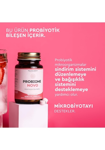 Probiome-novo Akkermansia Muciniphila İçeren Takviye Edici Gıda 60 Çiğneme Tablet