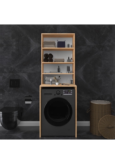 Asra Trend Çamaşır Makinesi Üstü Banyo Dolabı BD-04 %100 MDF 4 Katlı Organizer Raf Safir Meşe Asra Trend Çamaşır Makinesi Üstü Banyo Dolabı BD-04 %100 MDF 4 Katlı Organizer Raf Safir Meşe
