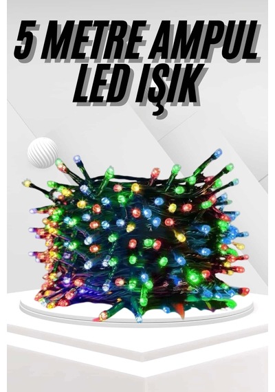 Ledli Fişli Led Dekor Lambası 5m Rgb Yılbaşı Ağacı Işığı Çok Renkli