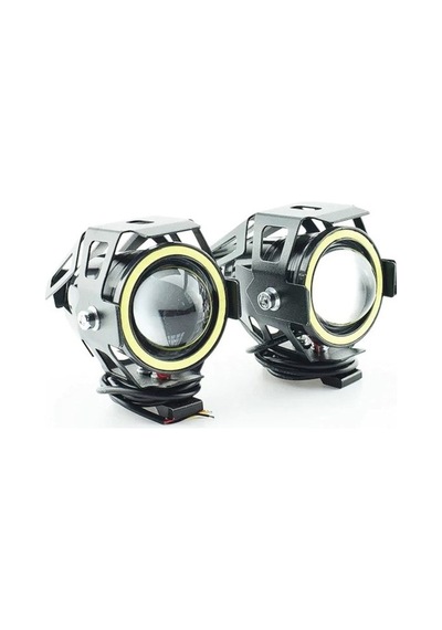 U7 Motosiklet Sis Far Led Mercekli Angel Led 2 Adet 3 Modlu