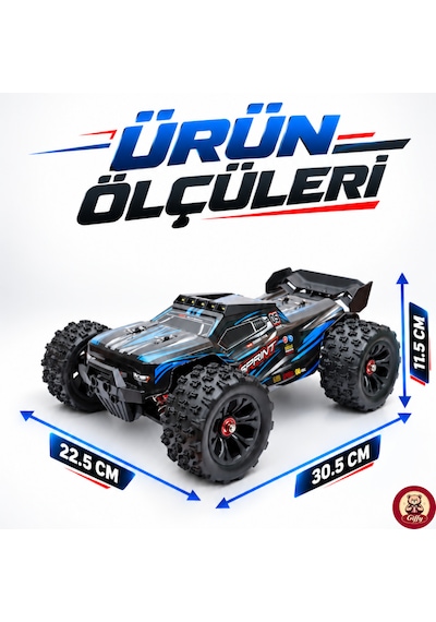 Oyuncak 2.4 Ghz Uzaktan Kumandalı Rc Arazi Arabası 40 Km/sa Hız 4x4 Çekiş Metal Şase Rc390 Motor Şarjlı Led Işıklı Gaz Ve Direksiyon Hassasiyetli Mavi