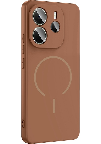 Xiaomi Redmi Note 14 4g Kılıf M-safe Şarj Özellikli Zore Meta Kapak Titanyum-Gri