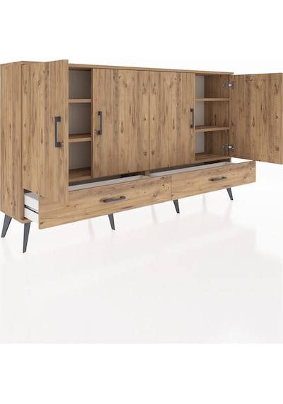 Arges Konsol 6 Raflı 2 Çekmeceli 4 Kapaklı 176x30x99 Çam-çam Çam-çam Arges Konsol 6 Raflı 2 Çekmeceli 4 Kapaklı 176x30x99 Çam-çam Çam-çam
