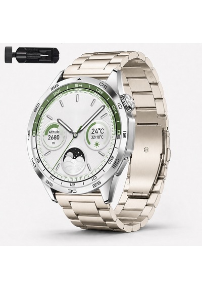 Huawei Watch Gt4 46mm İle Uyumlu Katlanır Klipsli Paslanmaz Çelik Saat Kordonu