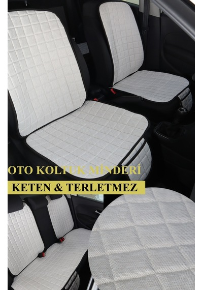 Keten&pamuk Cepli Ortopedik Terletmez Oto Koltuk Minder Seti - Koltuk Kılıfı - Ön & Arka Koltuk Tam Set - Krem