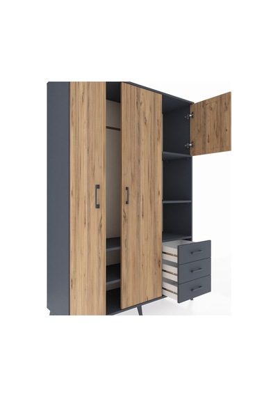 Hyperion Dolap 5 Raflı 3 Çekmeceli Tek Askılı 132x44x195 Antrasit-çam/antrasit Atlas Çam/antrasıt Hyperion Dolap 5 Raflı 3 Çekmeceli Tek Askılı 132x44x195 Antrasit-çam/antrasit Atlas Çam/antrasıt