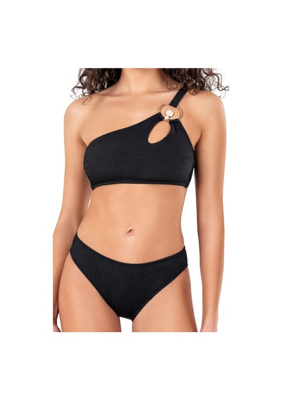 Endeep Kadın Cut Out Detaylı Dokulu Siyah Bikini Takımı