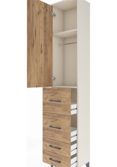 Arges Dolap 2 Raflı 4 Çekmeceli Tek Askılı 44x30x221 Aytaşı-çam Aytaşı