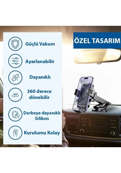 Ally A145 Araç İçi Torpido Üstü Telefon Tutucu- 5775 Siyah