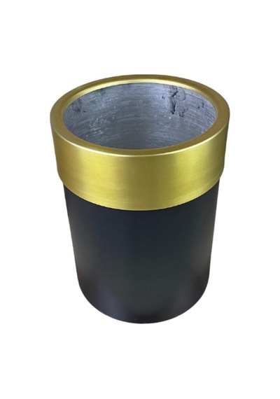 Cihan Çiçekçilik Gold Kemerli 40x30 Siyah Saksı Beyaz- Yeşil
