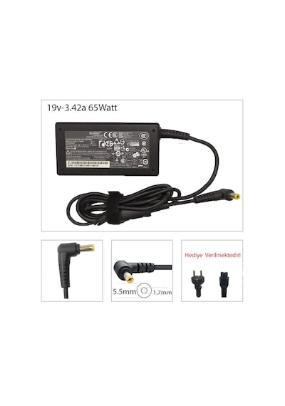 Acer Uyumlu TravelMate P453-MG 65w Uyumlu Notebook Adaptör Şarj Aleti