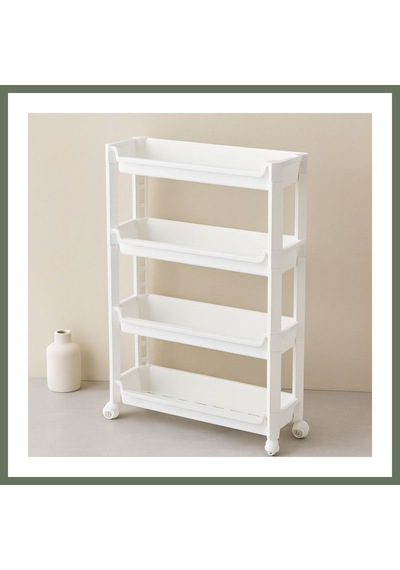 Bezos 4 Katlı Tekerlekli Sepet Organizer Raf 465x145x670mm Bezos1 Çok Renkli