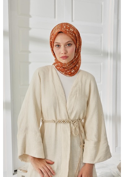 Silk Home Soft Eşarp 73093-15 Kiremit, Turuncu, Taba, Ekru