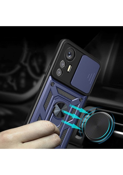 Samsung Galaxy A16 Kılıf Magnetik Standlı Sürgülü Kamera Korumalı Tpu Tank Kapak