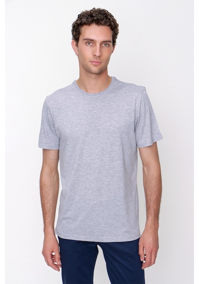Morven Erkek Gri Basic Düz %100 Pamuk Bisiklet Yaka Dynamic Fit - 541060839 Gri