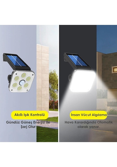 Technojet 54 Cob Ledli Solar Bahçe Aydınlatma Hareket Sensörlü Güneş Enerjili Lamba