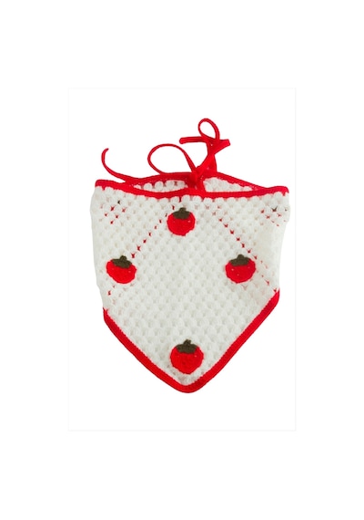 Zenviac456 Çilek Örme Bohem Bandana Zenviac45678