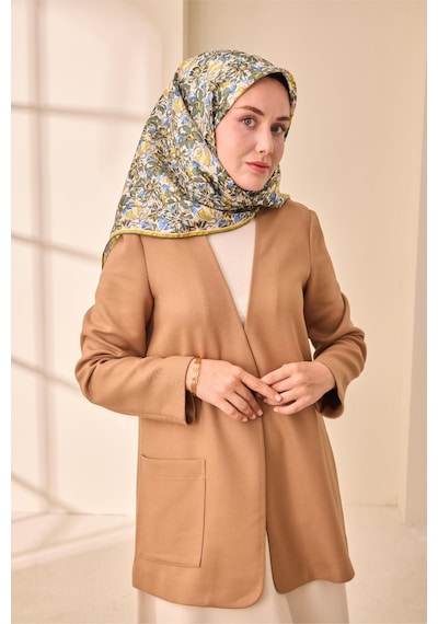 Silk Home Twill İpek Eşarp 11477-13 Ekru, Mavi, Yağ Yeşili, Asit Yeşili, Koyu Yeşili