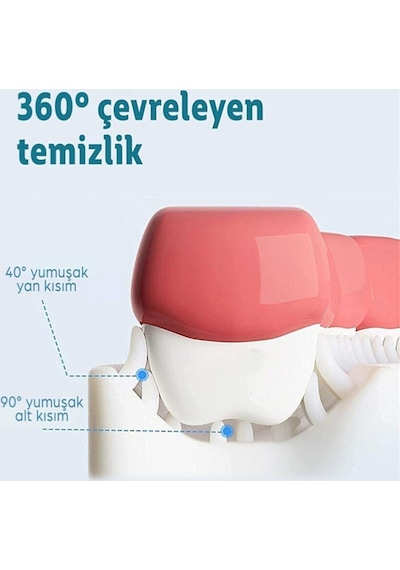 U Şekli Bebek Diş Fırçası Yeni Nesil Fırça Pembe 6-12 Yaş Pembe