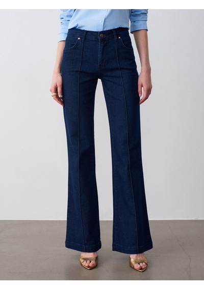 Dilvin 72309 Dikiş Detaylı Flare Jean-lacivert