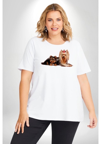 Angemiel Yorkshire Teacup Ve Anne Köpek Beyaz Büyük Beden Kadın Erkek Ünisex Basic Ön Baskılı Tişört Beyaz Angemiel Yorkshire Teacup Ve Anne Köpek Beyaz Büyük Beden Kadın Erkek Ünisex Basic Ön Baskılı Tişört Beyaz