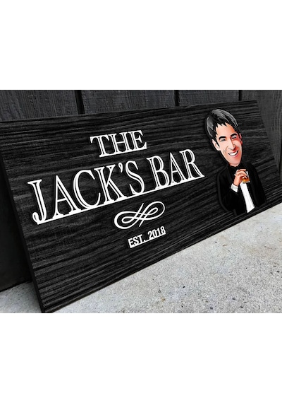 Bk Gift Kişiye Özel Karikatürlü Kabartma Tasarım Siyah Ebony Ahşap Bar Tabelası, Home Bar Tabela, Rustik Ev Dekorasyonu, Duvar Dekoru-2