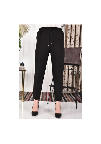 Ggmm Beli Lastikli Dabıl Kumaş Pantolon Siyah - 621259658 Siyah