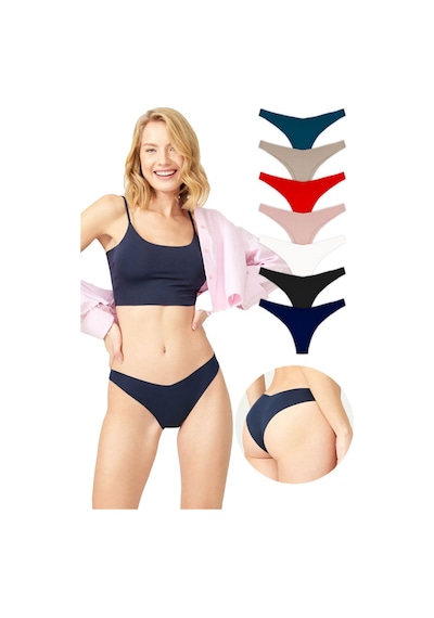 Cottonhill Basic İz Yapmayan Lazer Kesim Brezilya Külot 7'li Paket Renkli-9 Çok Renkli
