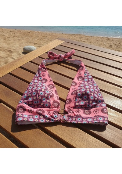 Bonbon Kadın Plaj Giyim Gül Kurusu Çiçek Desenli Boyundan Geçmeli Bikini Üst Bb2559 Çok Renkli Bonbon Kadın Plaj Giyim Gül Kurusu Çiçek Desenli Boyundan Geçmeli Bikini Üst Bb2559 Çok Renkli