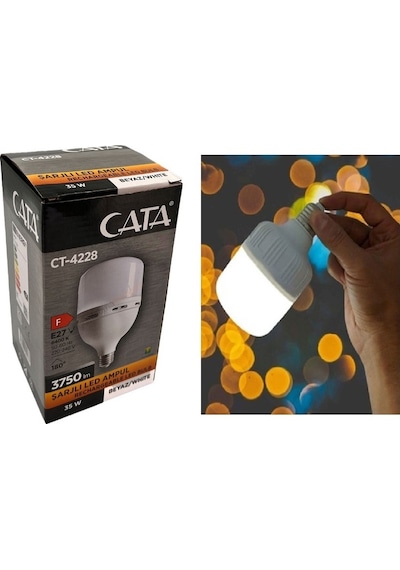 Cata 35w Şarjlı Led Ampu Beyaz Işık Ct-4228b