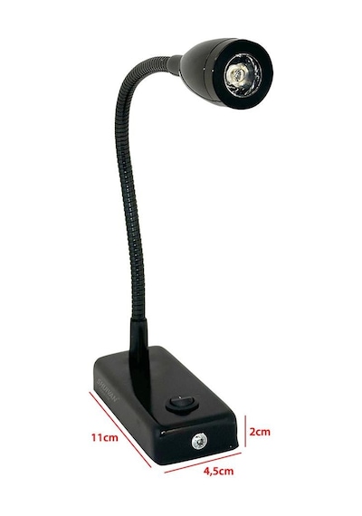 Shuıvan Led Okuma Lambası Günışığı 12v 3w Uzun - Siyah-1182