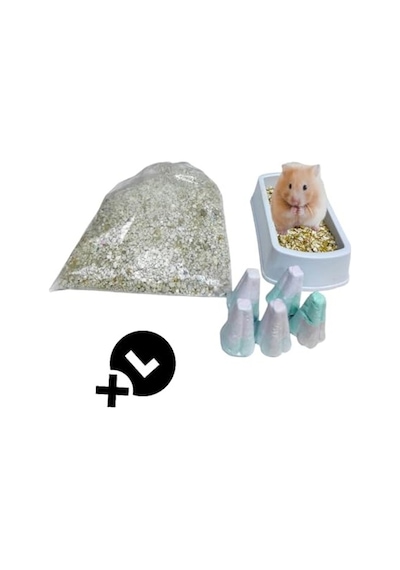 Suriye Hamsterları İçin Tuvalet Kabı Ve Meyveli Kemirme Seti