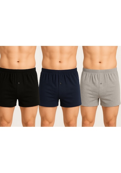 Sedef Yıldızı Erkek Boxer Seti 3 Adet Karışık Renk Çok Renkli