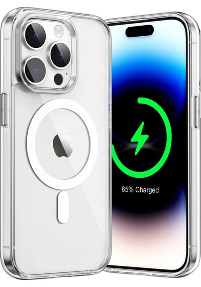 Apple Uyumlu iPhone 14 Pro Kılıf Magsafe Kablosuz Şarj Destekli Şeffaf Silikon Kılıf