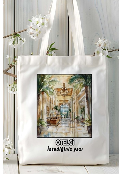 Art Hediye Otelci Baskılı Bez Omuz Çantası Kişiye Özel Model 1 Çok Renkli