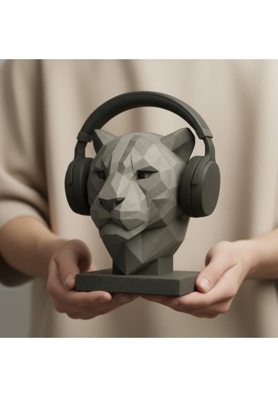 Happy3dworld Kaplan Figürlü Kulaklık Standı, 3d Baskı Low Poly Masaüstü Dekor