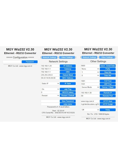 Mgy Wiz232 Ethernet Rs232 Dönüştürücü - Tcp Udp İp Db9 Tcp232