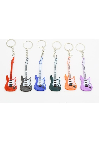 Diyez Müzik Siyah Manyetikli Mor-beyaz Elektro Gitar Anahtarlık