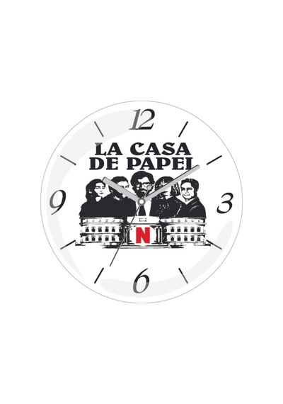 La Casa De Papel Bina Oyuncular Bombeli Gerçek Cam Duvar Saati Siyah