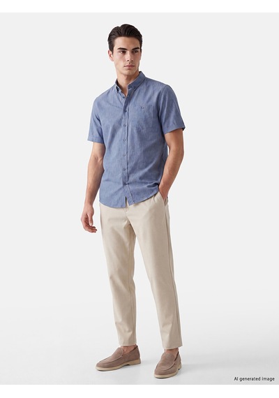 Lcwaıkıkı Classic İndigo Regular Fit Kanvas Erkek Gömlek