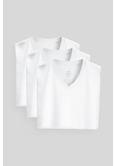 Tommylife Standart Fit Basic V Yaka 3lü Paket Beyaz Erkek T-shirt 87912 Beyaz