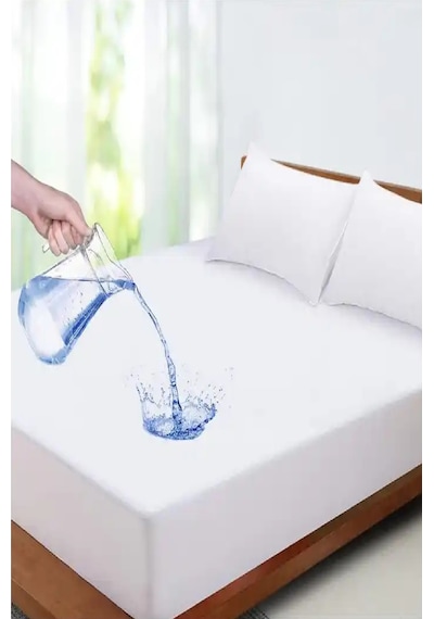 Evony Çift Kişilik 220x200+30 Cm Pamuklu Fitted Sıvı Geçirmez Alez Beyaz